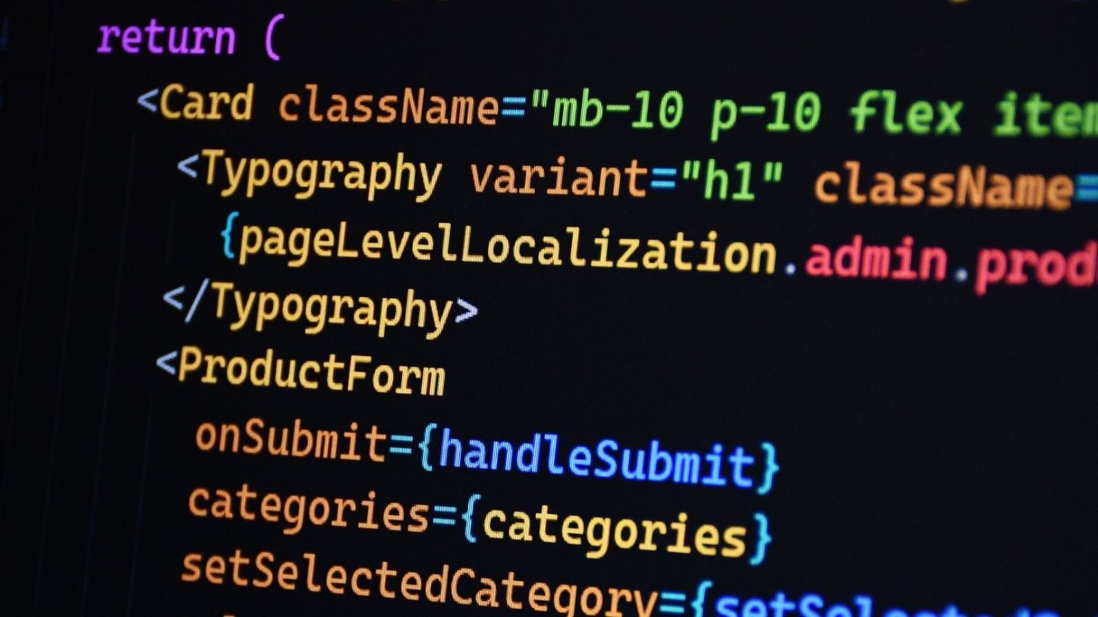 Syntax-highlighted code in an editor on a dark screen